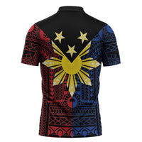 Philippines Sun Star Zipper Polo Shirt Igorot Tribal Inspiration - Polynesian Pride