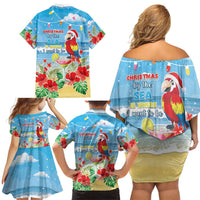 Hawaii Christmas Family Matching Off Shoulder Short Dress and Hawaiian Shirt Funny Macaw Parrot Tropical Vibe LT05 - Polynesian Pride