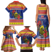 New Caledonia Christmas Family Matching Tank Maxi Dress and Hawaiian Shirt Kanaky Poinsettia Joyeux Noel LT05 - Polynesian Pride