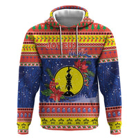 New Caledonia Christmas Zip Hoodie Kanaky Poinsettia Joyeux Noel LT05 Pullover Hoodie Red - Polynesian Pride