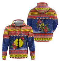New Caledonia Christmas Zip Hoodie Kanaky Poinsettia Joyeux Noel LT05 - Polynesian Pride