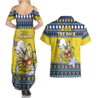 Niue The Rock Christmas Couples Matching Summer Maxi Dress and Hawaiian Shirt Niuean Crab Monuina E Kilisimasi LT05 - Polynesian Pride