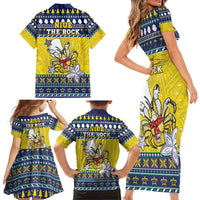Niue The Rock Christmas Family Matching Short Sleeve Bodycon Dress and Hawaiian Shirt Niuean Crab Monuina E Kilisimasi LT05 - Polynesian Pride
