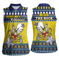 Niue The Rock Christmas Women Sleeveless Polo Shirt Niuean Crab Monuina E Kilisimasi LT05 - Polynesian Pride