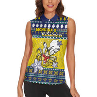 Niue The Rock Christmas Women Sleeveless Polo Shirt Niuean Crab Monuina E Kilisimasi LT05 - Polynesian Pride