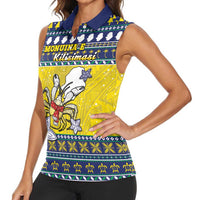 Niue The Rock Christmas Women Sleeveless Polo Shirt Niuean Crab Monuina E Kilisimasi LT05 - Polynesian Pride