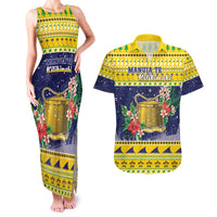 Tokelau Christmas Couples Matching Tank Maxi Dress and Hawaiian Shirt Tokelauan Badge Manuia Te Kilihimahi LT05 Yellow - Polynesian Pride