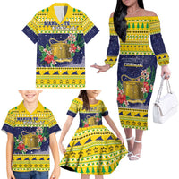 Tokelau Christmas Family Matching Off The Shoulder Long Sleeve Dress and Hawaiian Shirt Tokelauan Badge Manuia Te Kilihimahi LT05 - Polynesian Pride