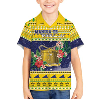 Tokelau Christmas Family Matching Off The Shoulder Long Sleeve Dress and Hawaiian Shirt Tokelauan Badge Manuia Te Kilihimahi LT05 Son's Shirt Yellow - Polynesian Pride