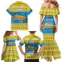 Tuvalu Christmas Family Matching Mermaid Dress and Hawaiian Shirt Coat Of Arms Manuia Te Kilisimasi LT05 - Polynesian Pride