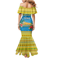 Tuvalu Christmas Family Matching Mermaid Dress and Hawaiian Shirt Coat Of Arms Manuia Te Kilisimasi LT05 - Polynesian Pride