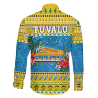 Tuvalu Christmas Family Matching Off The Shoulder Long Sleeve Dress and Hawaiian Shirt Coat Of Arms Manuia Te Kilisimasi LT05 - Polynesian Pride