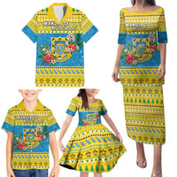 Tuvalu Christmas Family Matching Puletasi and Hawaiian Shirt Coat Of Arms Manuia Te Kilisimasi LT05 - Polynesian Pride