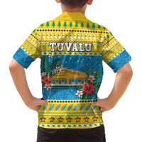 Tuvalu Christmas Family Matching Short Sleeve Bodycon Dress and Hawaiian Shirt Coat Of Arms Manuia Te Kilisimasi LT05 - Polynesian Pride