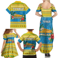 Tuvalu Christmas Family Matching Summer Maxi Dress and Hawaiian Shirt Coat Of Arms Manuia Te Kilisimasi LT05 - Polynesian Pride