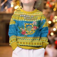 Tuvalu Christmas Kid Ugly Christmas Sweater Coat Of Arms Manuia Te Kilisimasi LT05 - Polynesian Pride