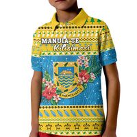 Tuvalu Christmas Kid Polo Shirt Coat Of Arms Manuia Te Kilisimasi LT05 Kid Yellow - Polynesian Pride