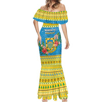 Tuvalu Christmas Mermaid Dress Coat Of Arms Manuia Te Kilisimasi LT05 - Polynesian Pride