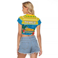 Tuvalu Christmas Raglan Cropped T Shirt Coat Of Arms Manuia Te Kilisimasi LT05 - Polynesian Pride