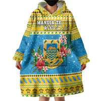 Tuvalu Christmas Wearable Blanket Hoodie Coat Of Arms Manuia Te Kilisimasi LT05 - Polynesian Pride