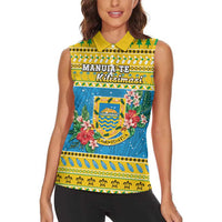 Tuvalu Christmas Women Sleeveless Polo Shirt Coat Of Arms Manuia Te Kilisimasi LT05 - Polynesian Pride