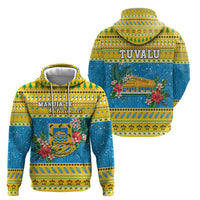Tuvalu Christmas Zip Hoodie Coat Of Arms Manuia Te Kilisimasi LT05 - Polynesian Pride