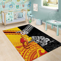 New Zealand And Papua New Guinea Rugby Custom Area Rug Maori Kiwi With Bird of Paradise LT05 - Polynesian Pride