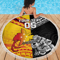 New Zealand And Papua New Guinea Rugby Custom Beach Blanket Maori Kiwi With Bird of Paradise LT05 - Polynesian Pride