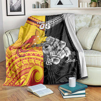 New Zealand And Papua New Guinea Rugby Custom Blanket Maori Kiwi With Bird of Paradise LT05 Black - Polynesian Pride