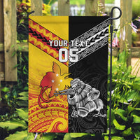 New Zealand And Papua New Guinea Rugby Custom Garden Flag Maori Kiwi With Bird of Paradise LT05 Garden Flag Black - Polynesian Pride