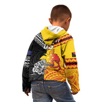 New Zealand And Papua New Guinea Rugby Custom Kid Hoodie Maori Kiwi With Bird of Paradise LT05 - Polynesian Pride