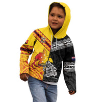 New Zealand And Papua New Guinea Rugby Custom Kid Hoodie Maori Kiwi With Bird of Paradise LT05 - Polynesian Pride
