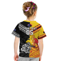 New Zealand And Papua New Guinea Rugby Custom Kid T Shirt Maori Kiwi With Bird of Paradise LT05 - Polynesian Pride