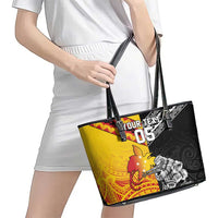 New Zealand And Papua New Guinea Rugby Custom Leather Tote Bag Maori Kiwi With Bird of Paradise LT05 - Polynesian Pride