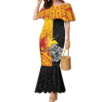 New Zealand And Papua New Guinea Rugby Custom Mermaid Dress Maori Kiwi With Bird of Paradise LT05 Women Black - Polynesian Pride