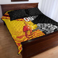 New Zealand And Papua New Guinea Rugby Custom Quilt Bed Set Maori Kiwi With Bird of Paradise LT05 - Polynesian Pride