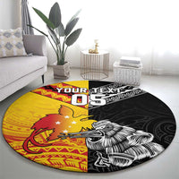 New Zealand And Papua New Guinea Rugby Custom Round Carpet Maori Kiwi With Bird of Paradise LT05 - Polynesian Pride