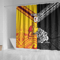 New Zealand And Papua New Guinea Rugby Custom Shower Curtain Maori Kiwi With Bird of Paradise LT05 - Polynesian Pride