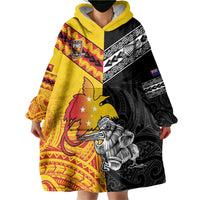 New Zealand And Papua New Guinea Rugby Custom Wearable Blanket Hoodie Maori Kiwi With Bird of Paradise LT05 - Polynesian Pride