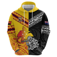 New Zealand And Papua New Guinea Rugby Custom Zip Hoodie Maori Kiwi With Bird of Paradise LT05 - Polynesian Pride
