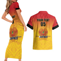 Papua New Guinea Rugby Custom Couples Matching Short Sleeve Bodycon Dress and Hawaiian Shirt Go Orchids Pacific Champions LT05 - Polynesian Pride