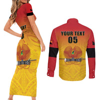 Papua New Guinea Rugby Custom Couples Matching Short Sleeve Bodycon Dress and Long Sleeve Button Shirt Go Orchids Pacific Champions LT05 - Polynesian Pride
