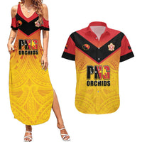 Papua New Guinea Rugby Custom Couples Matching Summer Maxi Dress and Hawaiian Shirt Go Orchids Pacific Champions LT05 Yellow - Polynesian Pride