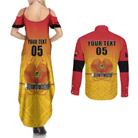 Papua New Guinea Rugby Custom Couples Matching Summer Maxi Dress and Long Sleeve Button Shirt Go Orchids Pacific Champions LT05 - Polynesian Pride