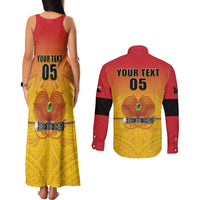 Papua New Guinea Rugby Custom Couples Matching Tank Maxi Dress and Long Sleeve Button Shirt Go Orchids Pacific Champions LT05 - Polynesian Pride