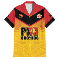 Papua New Guinea Rugby Custom Family Matching Off The Shoulder Long Sleeve Dress and Hawaiian Shirt Go Orchids Pacific Champions LT05 Dad's Shirt - Short Sleeve Yellow - Polynesian Pride