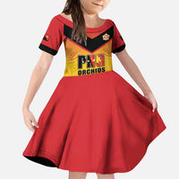 Papua New Guinea Rugby Custom Family Matching Puletasi and Hawaiian Shirt Go Orchids Pacific Champions LT05 Daughter's Dress Yellow - Polynesian Pride
