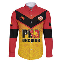 Papua New Guinea Rugby Custom Family Matching Puletasi and Hawaiian Shirt Go Orchids Pacific Champions LT05 Dad's Shirt - Long Sleeve Yellow - Polynesian Pride