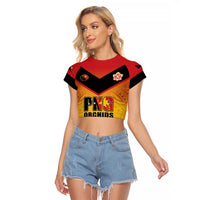 Papua New Guinea Rugby Custom Raglan Cropped T Shirt Go Orchids Pacific Champions