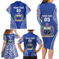 Fetu Samoa Rugby Custom Family Matching Long Sleeve Bodycon Dress and Hawaiian Shirt Go Champions LT05 - Polynesian Pride